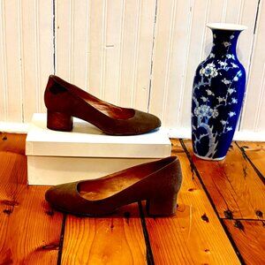 Madewell Midheel Taupe Suede Leather Pump size 7